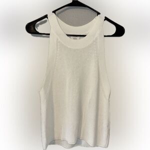 Wilfred White Crochet Knit Crew Neck Tank Top Women’s Small
